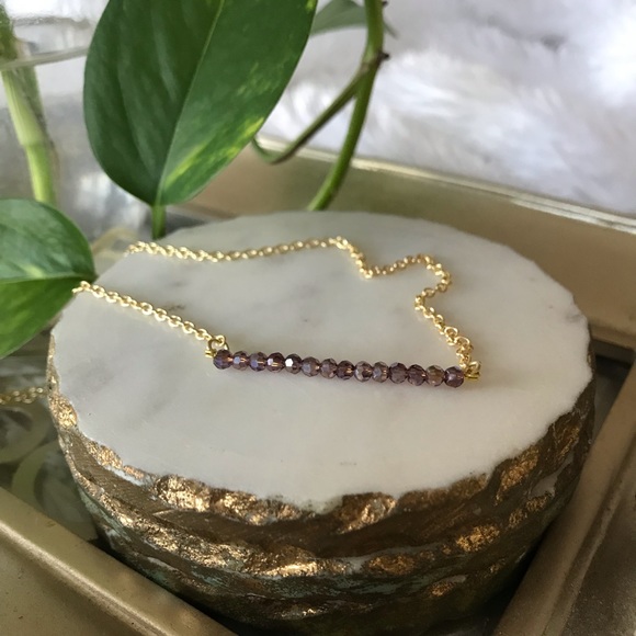 🎉HP🎉 [handmade] amethyst beaded bar necklace - Picture 2 of 5